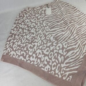 Barefoot Dreams CozyChic Ultra Lite Ocean Breeze Poncho Animal Faded Rose NEW